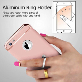 Pachet husa Elegance Luxury Ultrasubtire 3in1 Ring Rose-Gold pentru Apple iPhone 7 cu folie de sticla gratis