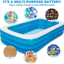 Piscina gonflabila pentru copii si adulti, PVC, 210x140x65 cm, albastru/alb