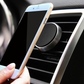 Suport auto magnetic de culoare argintie pentru telefoane mobile, prindere la ventilatie