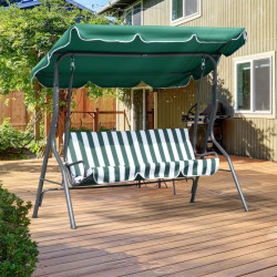 Balansoar de gradina cu acoperis reglabil, 3 locuri, cadru metal, material textil, ideal pentru Relaxare si Confort in Aer Liber