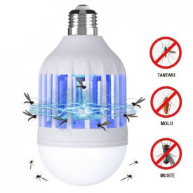 Bec LED Anti Insecte cu lumina alba naturala puternica 15W - Bec 2in1 Cu Lampa UV Impotriva Insectelor