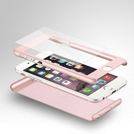 Husa Apple iPhone 7, FullBody Elegance Luxury Rose-Gold, acoperire completa 360 grade cu folie de sticla gratis