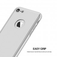 Husa Apple iPhone 7, FullBody Elegance Luxury Silver, acoperire completa 360 grade cu folie de sticla gratis