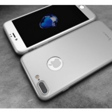 Husa Apple iPhone 8 Plus, FullBody Elegance Luxury iPaky Argintiu, acoperire completa 360 grade cu folie de sticla gratis