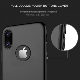 Husa Apple iPhone X, FullBody Elegance Luxury Negru, acoperire completa 360 grade cu folie de sticla gratis