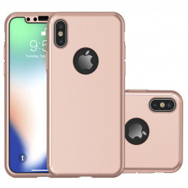 Husa Apple iPhone X, FullBody Elegance Luxury Rose-Gold, acoperire completa 360 grade cu folie de sticla gratis