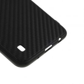 Husa pentru Samsung Galaxy A10, Perfect Fit, cu insertii de carbon, negru