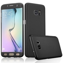 Husa Samsung Galaxy S6 Edge, FullBody Elegance Luxury Black, acoperire completa 360 grade cu folie de protectie gratis