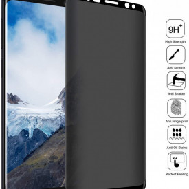 Husa Samsung Galaxy S8 Magnetica cu spate din sticla securizata si folie privacy pentru ecran, Perfect Fit