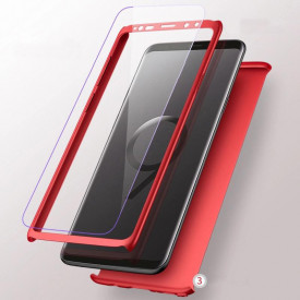 Husa Samsung Galaxy S8 Plus, FullBody Elegance Luxury Red, acoperire completa 360 grade cu folie de protectie gratis