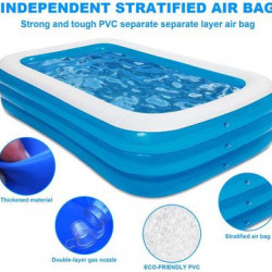Piscina gonflabila pentru copii si adulti, PVC, 210x140x65 cm, albastru/alb