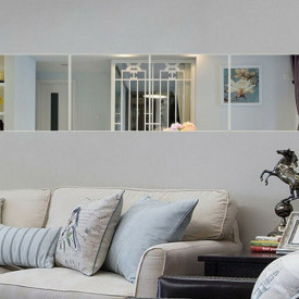 Set Oglinzi Design Patrat Silver - Oglinzi Decorative Acrilice Cristal - Diamant - Luxury Home 9 bucati/set