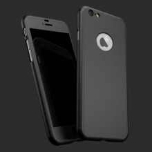 Husa Apple iPhone 6 Plus/6S Plus, FullBody Elegance Luxury Black, acoperire completa 360 grade cu folie de sticla gratis
