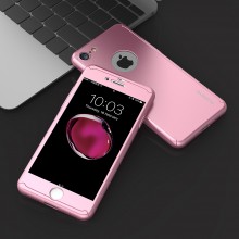 Husa Apple iPhone 6 Plus/6S Plus, FullBody Elegance Luxury Rose-Gold, acoperire completa 360 grade cu folie de sticla gratis