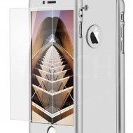Husa Apple iPhone 7, FullBody Elegance Luxury Silver, acoperire completa 360 grade cu folie de sticla gratis