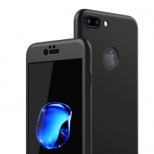 Husa Apple iPhone 7 Plus, FullBody Elegance Luxury Black, acoperire completa 360 grade cu folie de sticla gratis