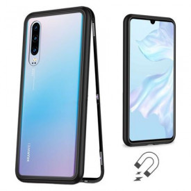 Husa Huawei P30 Magnetica cu spate din sticla securizata si folie privacy pentru ecran, Perfect Fit