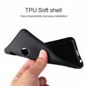 Husa pentru Samsung Galaxy A50, Perfect Fit, cu insertii de carbon, negru