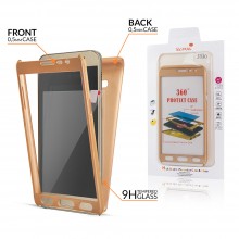Husa Samsung Galaxy J3 2017, FullBody Elegance Luxury Gold, acoperire completa 360 grade cu folie de sticla gratis