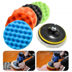 Kit Polish auto profesional, Set 10 piese + adaptor bormasina, Set Polish. Taler 15cm cu adaptor M14 - Bureti cu diferite clase de abraziune