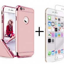 Pachet husa Elegance Luxury 3in1 Rose-Gold pentru Apple iPhone 6 / Apple iPhone 6S cu folie de sticla gratis