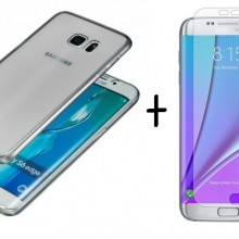 Pachet husa Elegance Luxury slim fumurie pentru Samsung Galaxy S6 Edge cu folie de protectie gratis