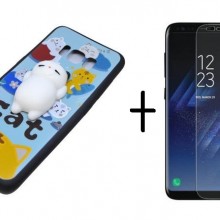 Pachet husa Elegance Luxury Squishy Blue pentru Samsung Galaxy S8 cu folie de protectie gratis