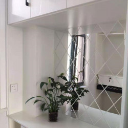 Set 58 Oglinzi Acrilice Diamant Romb Sticker Auto-adeziv Decorativ pentru Baie Living si Bucatarie 100 x 100 cm