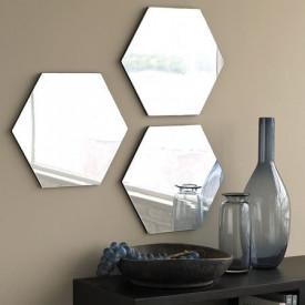 Set Oglinzi Design Hexagon - Oglinzi Decorative Acrilice Cristal - Diamant - Luxury Home - Diagonala 18 cm - Set 10 buc