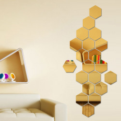 Set Oglinzi Design Hexagon Gold - Oglinzi Decorative Acrilice Cristal - Diamant - Luxury Home 10 bucati/set
