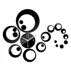 Set Oglinzi Design Modern Ceas Perete - Oglinzi Decorative Acrilice Black Ceas Perete - Diamant Luxury Home 23 bucati/set