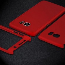 Husa 360 GRADE compatibila SAMSUNG S7 cu Folie de protectie inclusa- RED