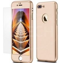 Husa Apple iPhone 7 Plus, FullBody Gold, acoperire completa 360 grade cu folie de sticla gratis