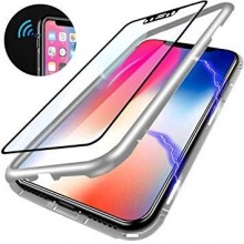 Husa Apple iPhone 7 PLUS Magnetica Argintiu, Perfect Fit cu spate de sticla securizata premium