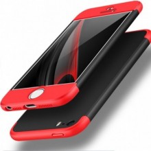 Husa Apple iPhone 8, FullBody 360° 3in1 Negru-Rosu