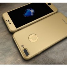 Husa Apple iPhone 8 Plus, FullBody Elegance Luxury iPaky Auriu , acoperire completa 360 grade cu folie de sticla gratis