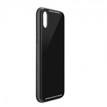 Husa Apple iPhone X,Elegance Luxury Back Glass, husa cu sticla securizata pe spate de culoare neagra