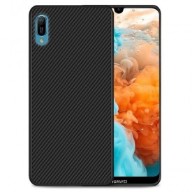 Husa pentru Huawei Y6 2019, Perfect Fit, cu insertii de carbon, negru