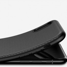 Husa pentru Samsung Galaxy A20, Perfect Fit, cu insertii de carbon, negru