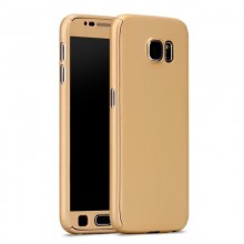 Husa Samsung Galaxy J3 2017, FullBody Elegance Luxury Gold, acoperire completa 360 grade cu folie de sticla gratis