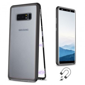 Husa Samsung Galaxy Note 8 Magnetica 360 grade Black, Perfect Fit cu spate de sticla securizata premium + folie de sticla pentru ecran