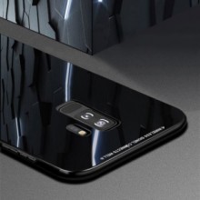 Husa Samsung Galaxy S7 Edge,Elegance Luxury Back Glass, husa cu sticla securizata pe spate de culoare neagra