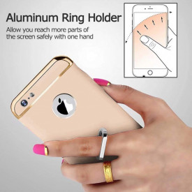 Pachet husa Elegance Luxury Gold 3in1 Ultrasubtire cu inel pentru Apple iPhone 7 cu folie de protectie gratis
