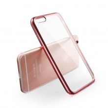 Pachet husa Elegance Luxury placata Rose-Gold pentru Apple iPhone 6 Plus / Apple iPhone 6S Plus cu folie de protectie gratis