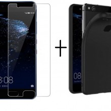 Pachet husa Elegance Luxury Slim Antisoc Black pentru Huawei P10 Lite cu folie de protectie gratis