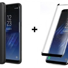 Pachet husa Elegance Luxury Slim Antisoc Black pentru Samsung Galaxy S8 plus cu folie de sticla mini Black gratis !