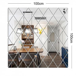 Set 58 Oglinzi Acrilice din PVC - Diamant Romb Sticker Auto-adeziv Decorativ pentru Baie Living si Bucatarie 100 x 100 cm