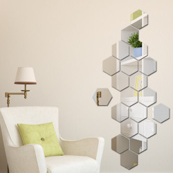 Oglinda Design Hexagon Silver - Oglinzi Decorative Acrilice Cristal - Diamant - Luxury Home - Diagonala 12-14cm - 1 bucata