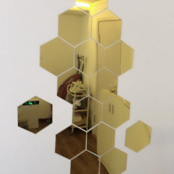 Set Oglinzi Design Hexagon Gold - Oglinzi Decorative Acrilice Cristal - Diamant - Luxury Home 10 bucati/set