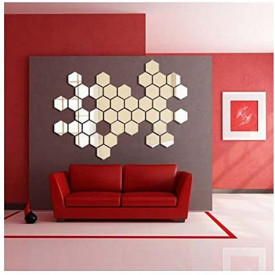Set Oglinzi Design Hexagon - Oglinzi Decorative Acrilice Silver 29 buc